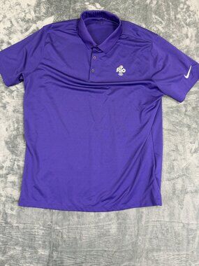 Nike Golf Rio 2016 Purple Polo Shirt XL Dri-Fit Standard Fit Mens Short Sleeve